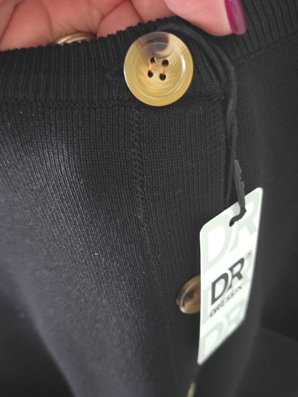 Black Sleeveless Button-Front Knit Sweater Vest - Picture 2 of 3